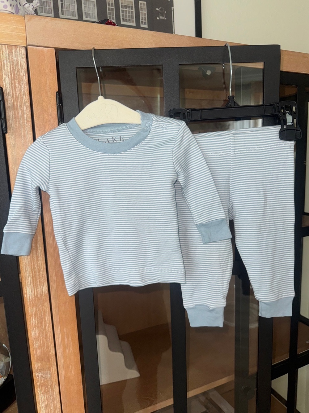 LAKE Pajamas set pima long sleeve tee pants cotton baby boy slate dusty blue